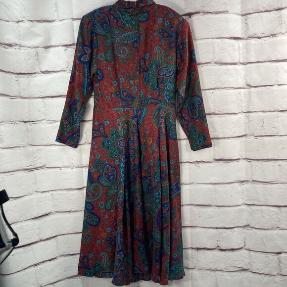 Vintage Joan Sparks Elizabeth Barrett Dress Women's SZ 10 Paisley Long Modest - Picture 3 of 12